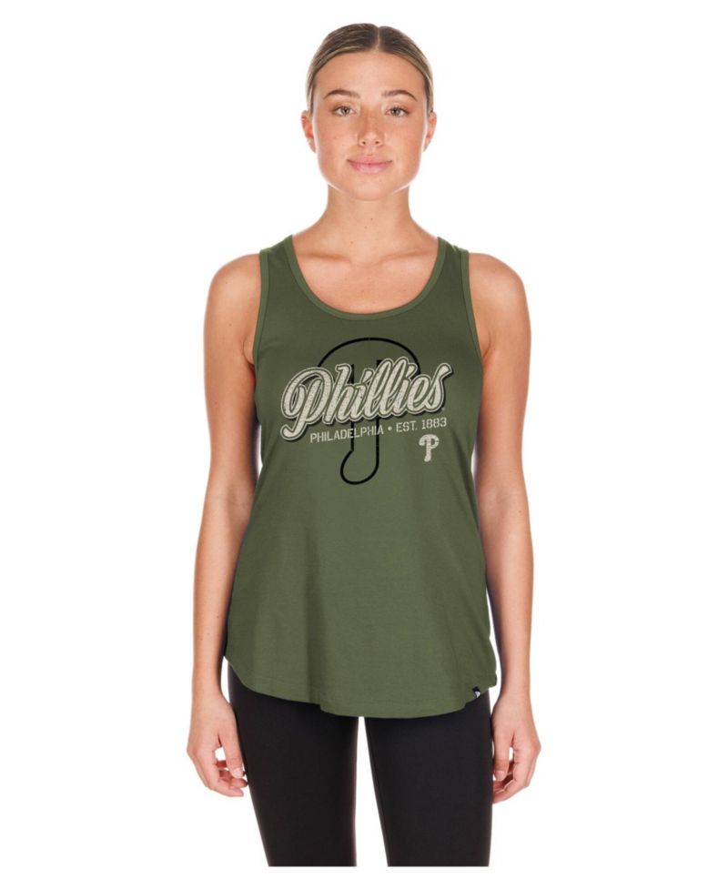 Women's Philadelphia Phillies 2026 Armed Forces Day Distressed Screen Print Graphics Tank Top