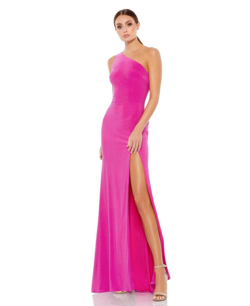 Women's Jersey One Shoulder Draped Back Gown