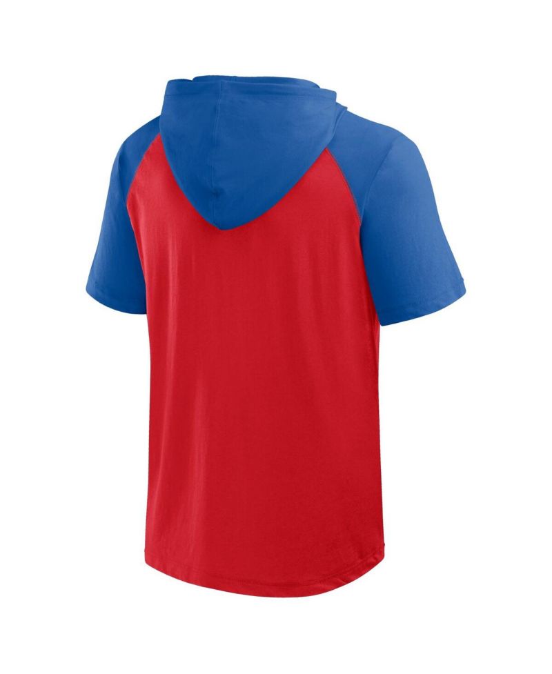 Men's Red Philadelphia Phillies Prime Raglan Short Sleeve Hoodie T-Shirt