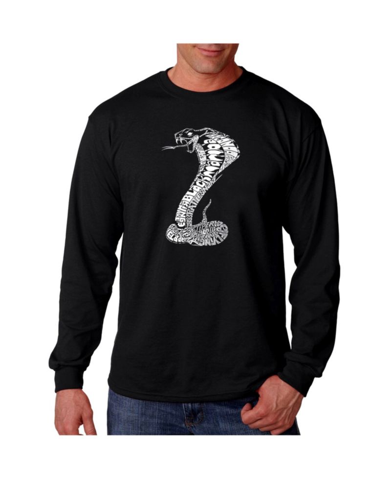Men's Word Art Long Sleeve T-Shirt - Types of Snakes