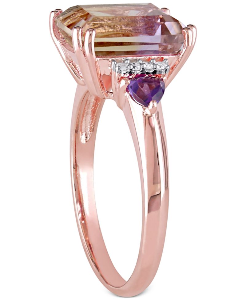 Ametrine (3-1/4 ct. t.w.), Amethyst (1/5 ct. t.w.) & Diamond (1/20 ct. t.w.) Statement Ring in Rose Gold-Plated Sterling Silver