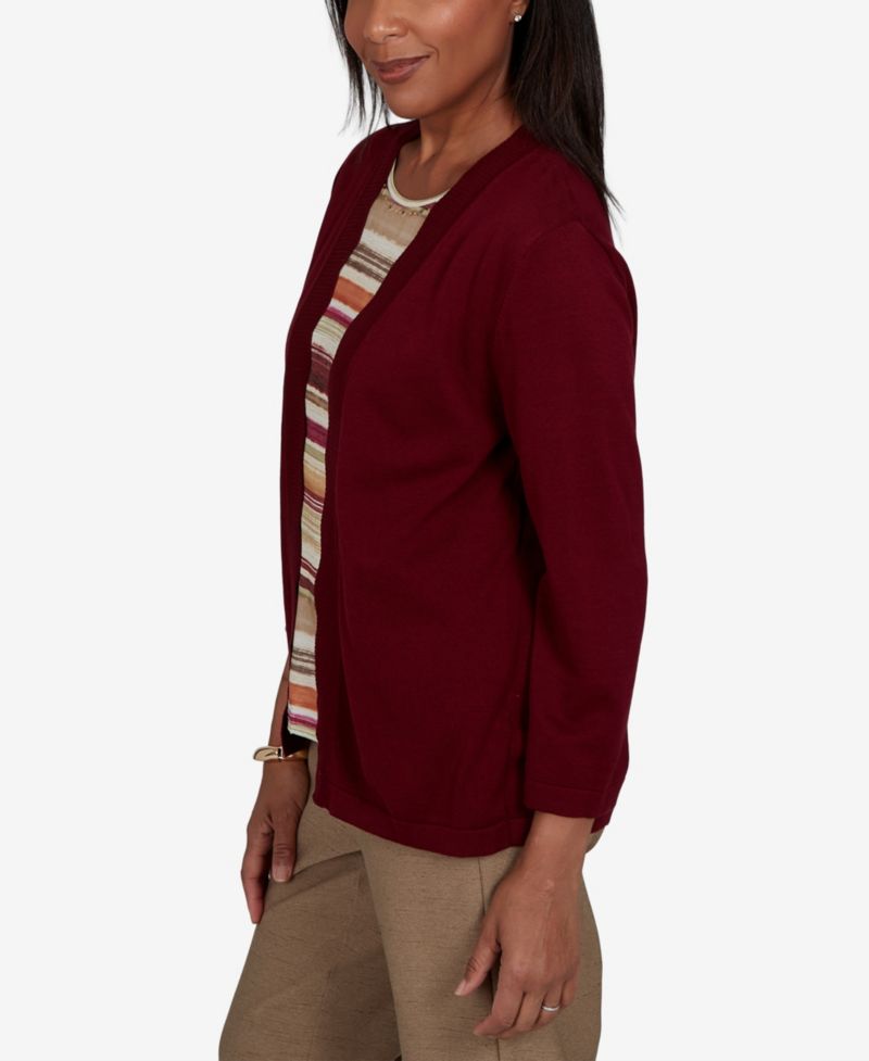 Petite Union Square Two-in-One Scalloped Striped Sweater