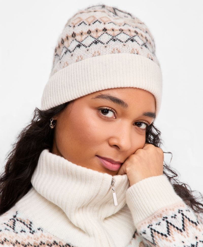 Fair Isle Cashmere Cuffed Beanie