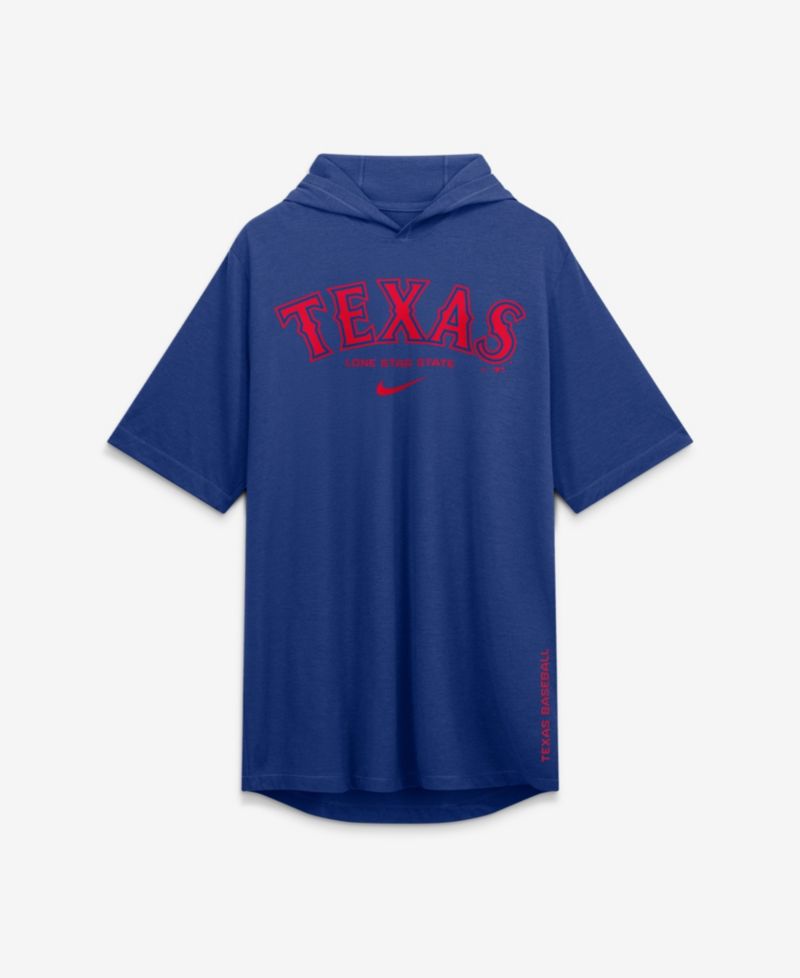 Men's Royal Texas Rangers Arched Wordmark Tri-Blend Hooded T-Shirt