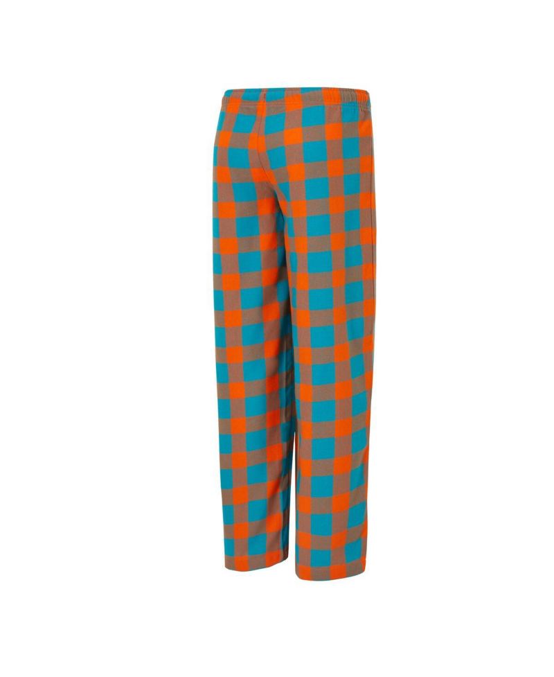 Women's 2-Piece Aqua/Orange Miami Dolphins Avondale T-Shirt and Pants Flannel Pajama Set