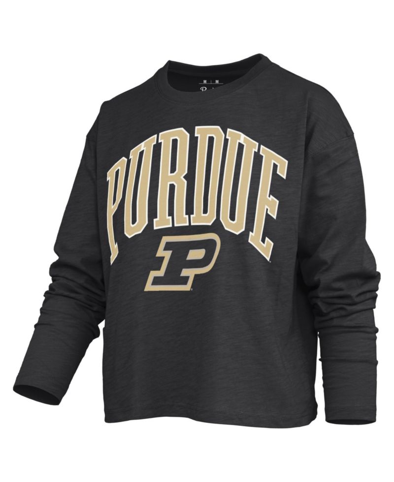 Women's Purdue Boilermakers Motley Long-Sleeve Boxy Burnout T-Shirt