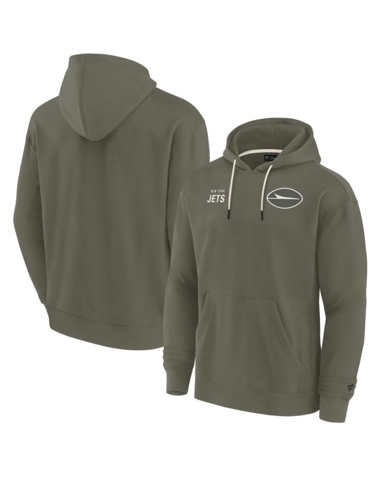 Men's and Women's Signature Olive New York Jets Elements Super Soft Fleece Pullover Hoodie