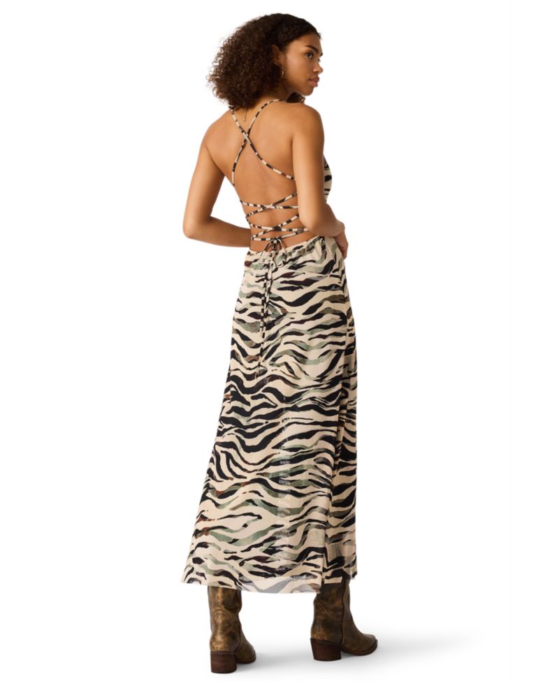 Women's Adella Square Neck Zebra Print Maxi Dress