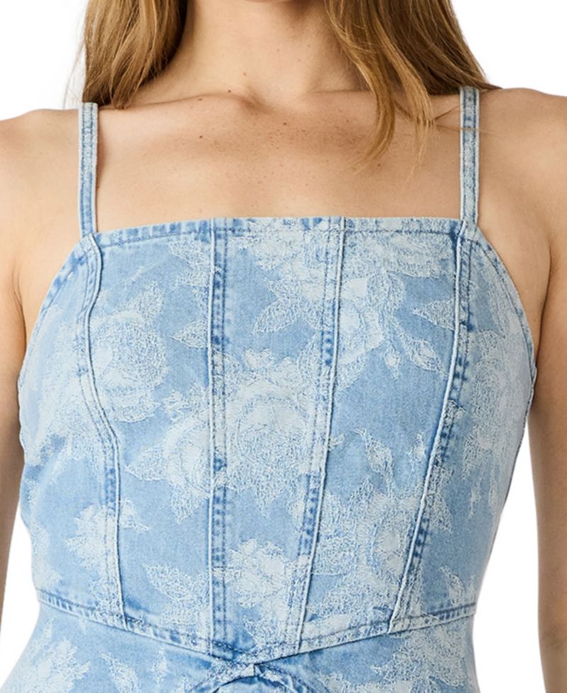 Denim Square Neck Mini Dress