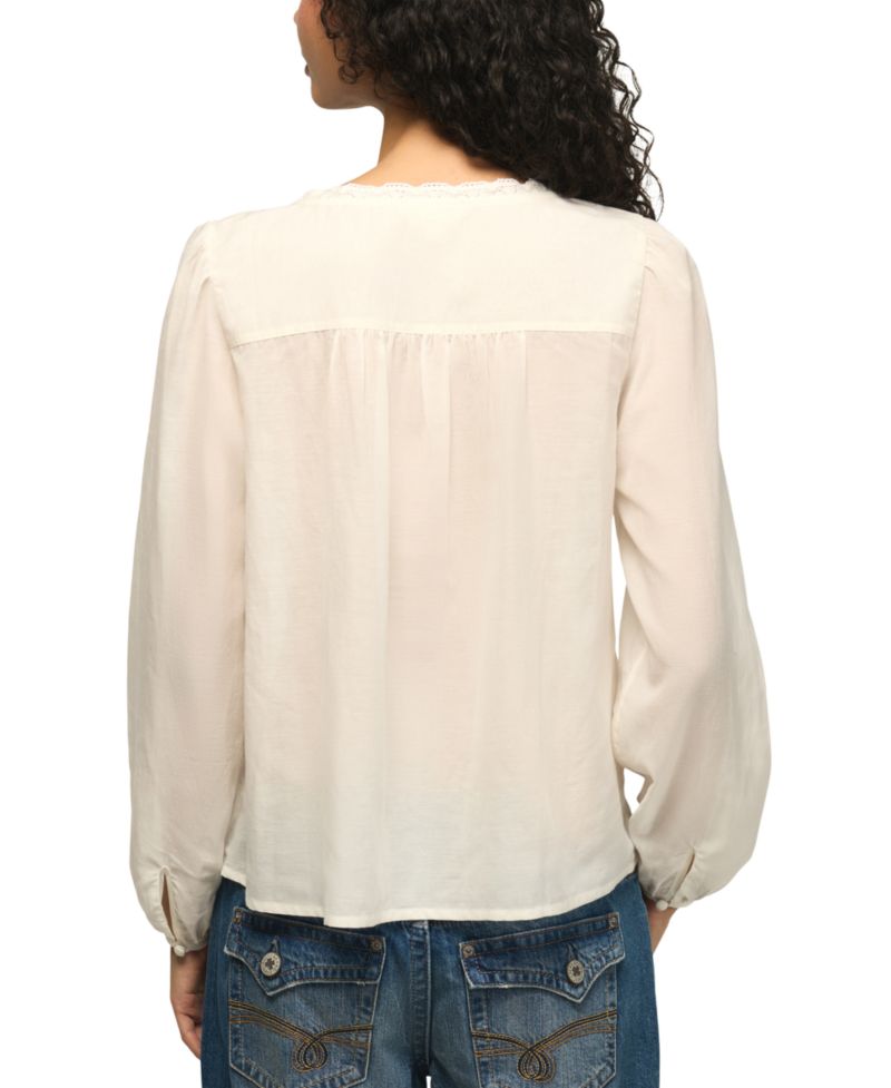 Women's Long-Sleeve Lace V-Neck Blouse