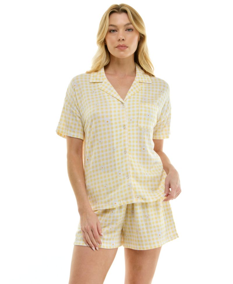 Women's Collared Top and Pull-On Shorts, 2-Piece Set