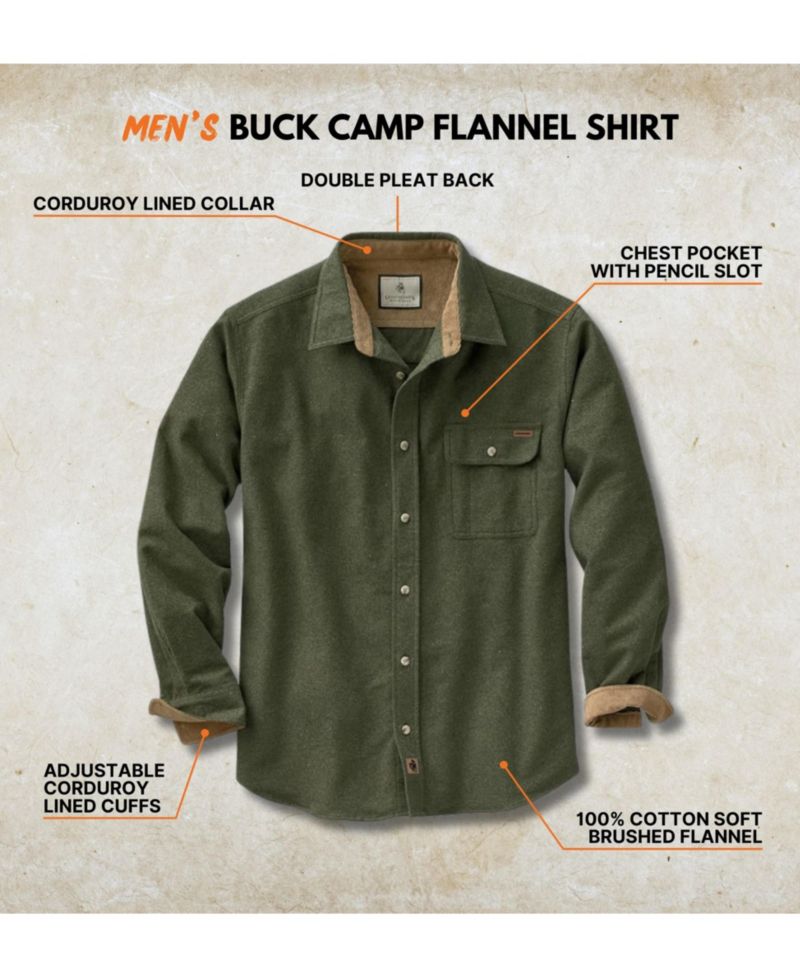 Big & Tall Buck Camp Long Sleeve Casual Fit Button Down Shirt