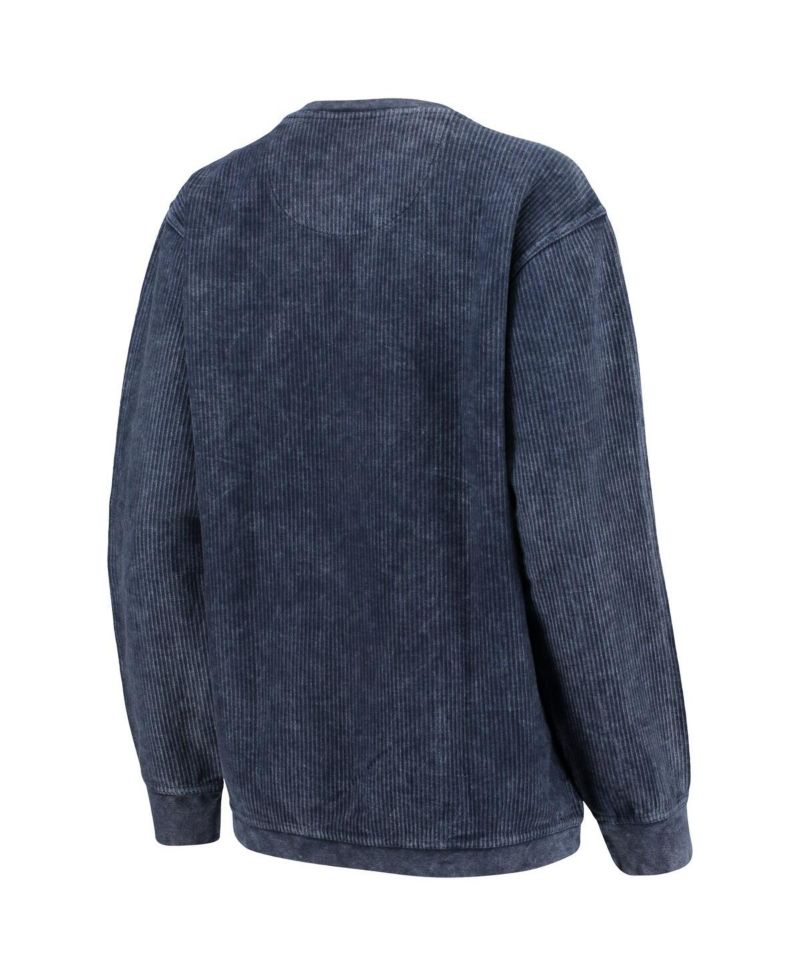 Women's Navy Penn State Nittany Lions Comfy Cord Vintage-Like Wash Basic Arch Pullover Sweatshirt