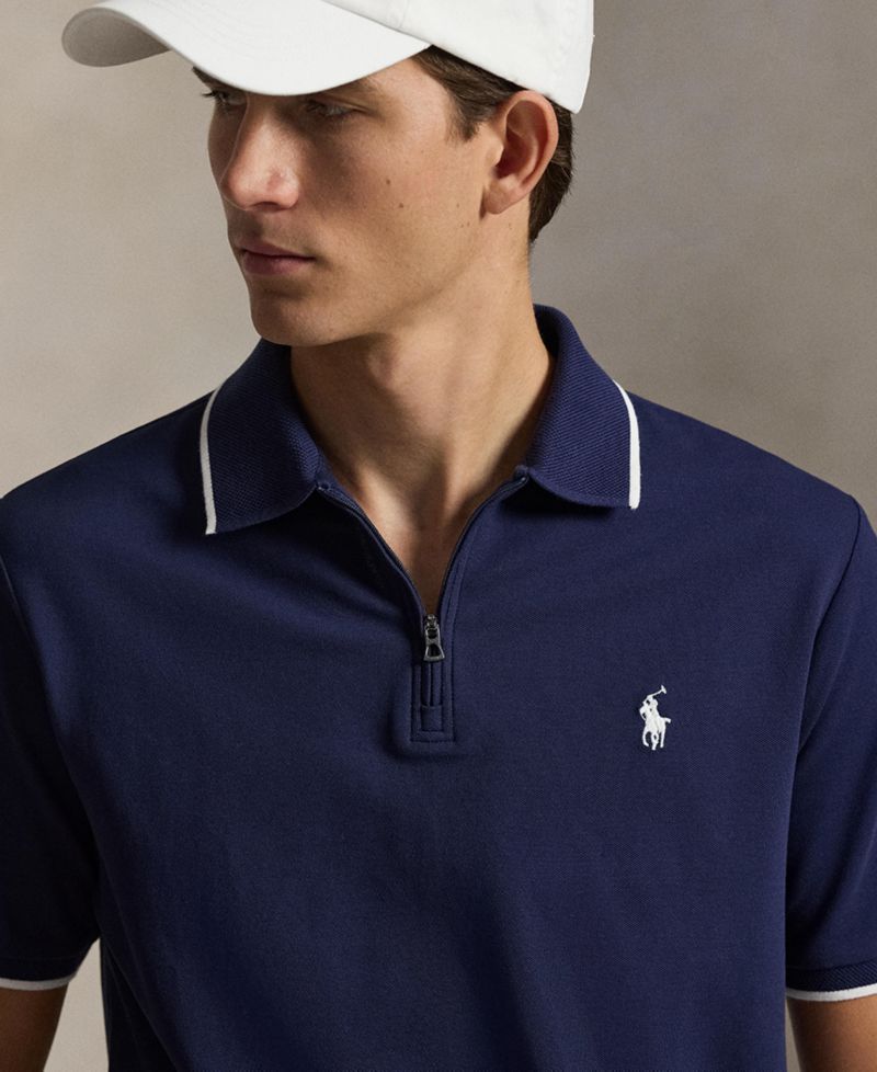 Men's Classic-Fit Stretch Mesh Zip Polo Shirt