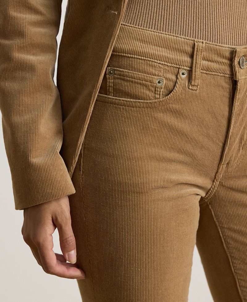 Women's Mid-Rise Slim-Straight Corduroy Pants
