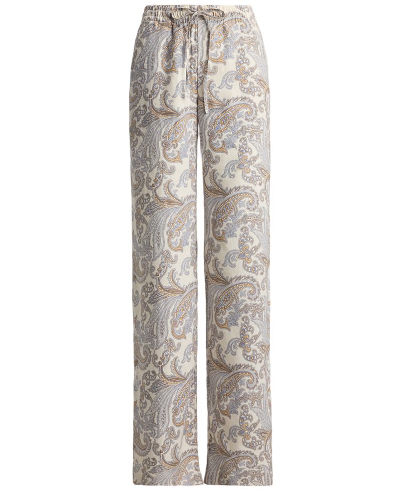 Women's Linen Mid-Rise Wide-Leg Pants