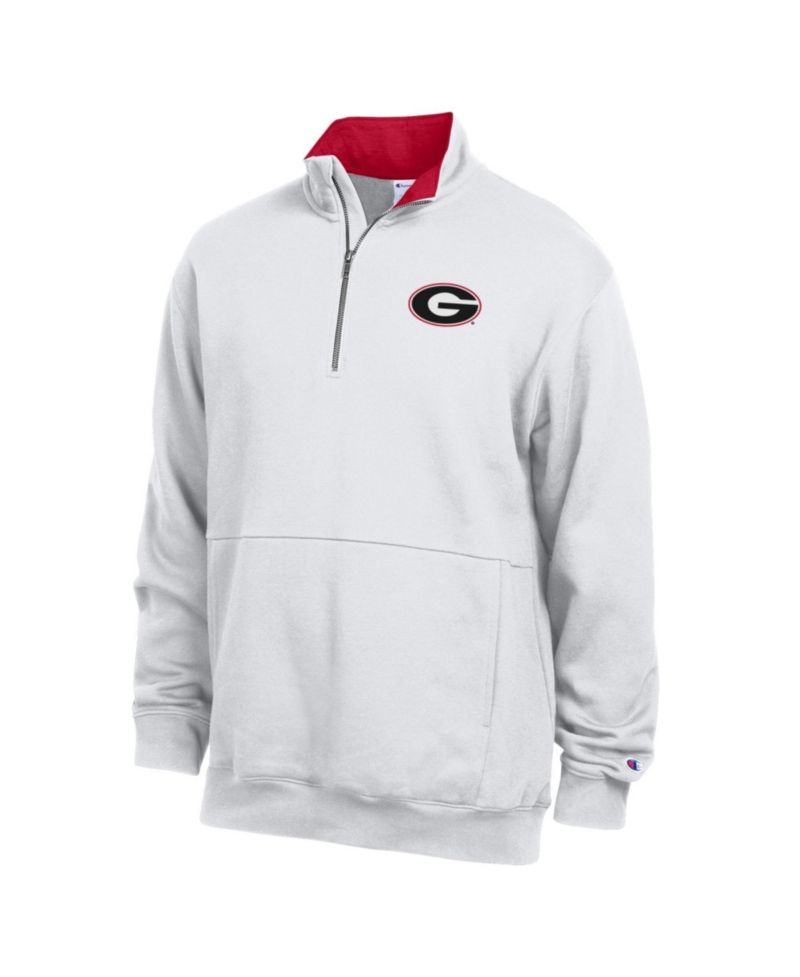 Men's White Georgia Bulldogs Fleece Quarter-Zip Pullover