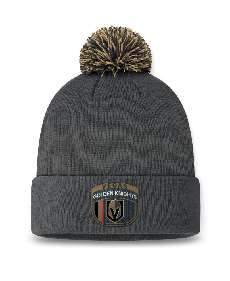 Men's Charcoal Vegas Golden Knights 2024 NHL Draft Cuffed Knit Hat with Pom