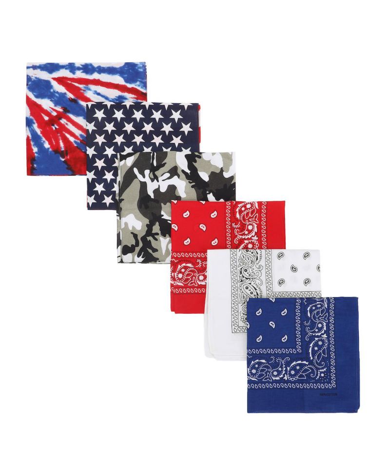 Lightweight Multicolored 22"x22" 6-Pack Bandana Set
