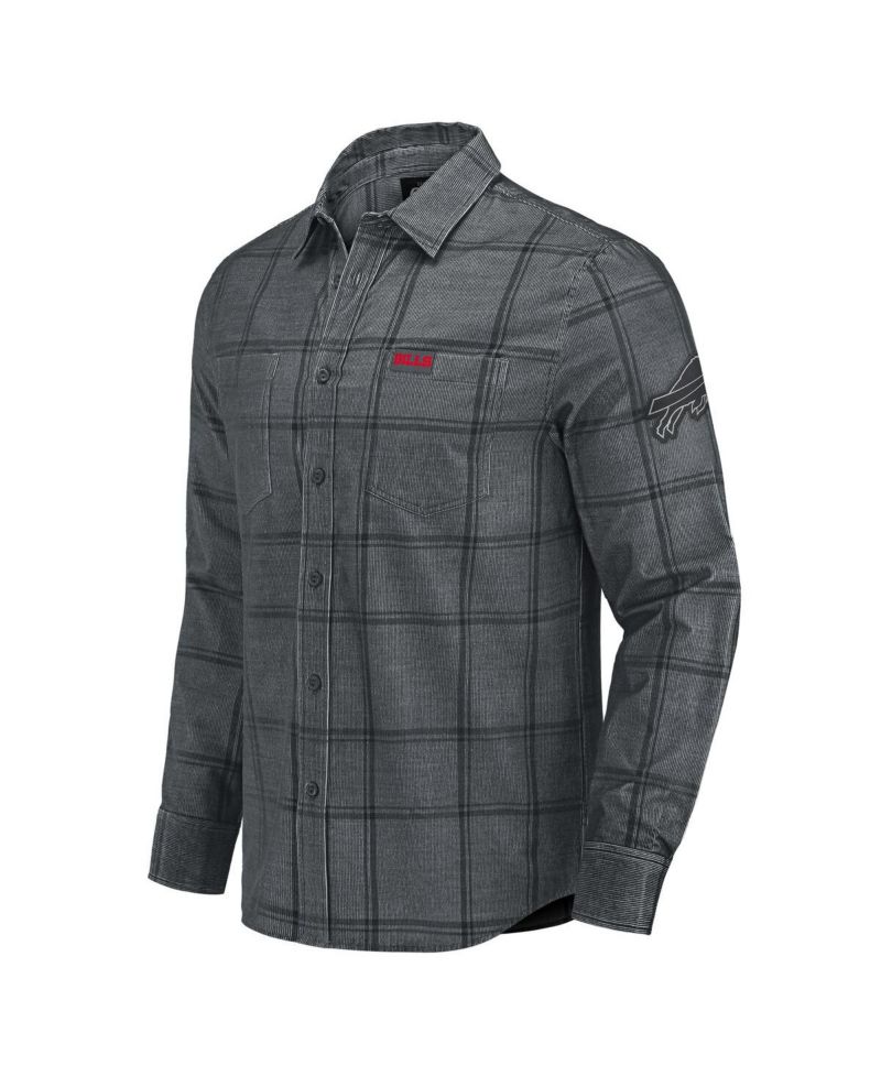 Darius Rucker Collection by Men's Gray Buffalo Bills Micro Corduroy Plaid Button Up Shirt
