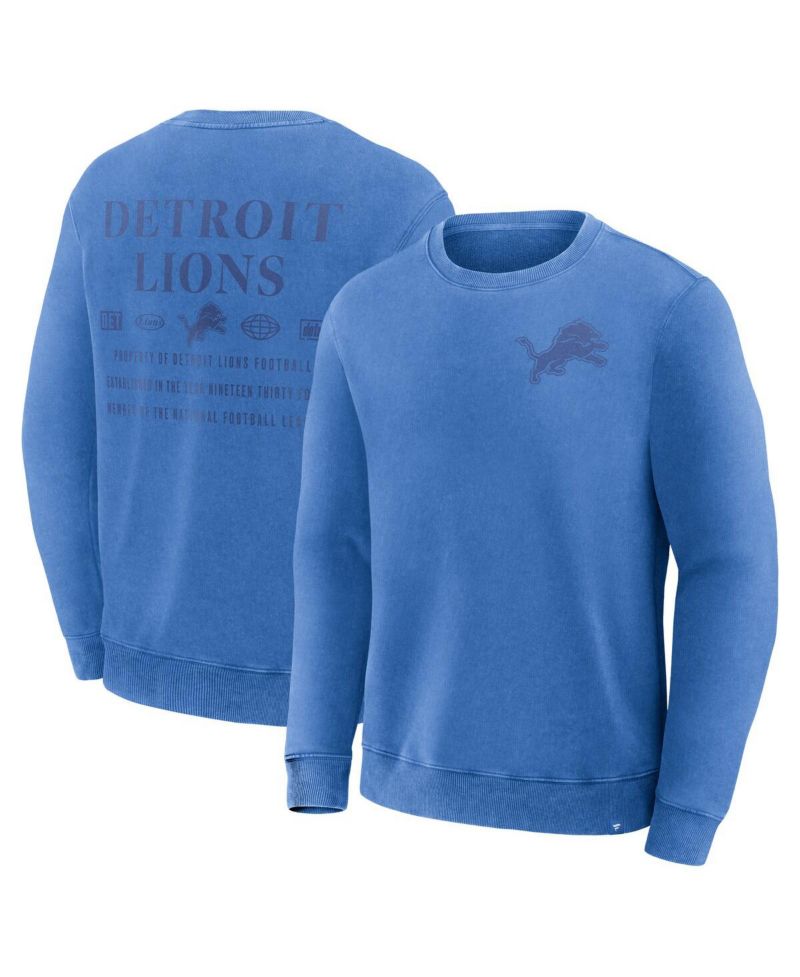 Men's Blue Detroit Lions Deep Route Pullover Sweatshirt