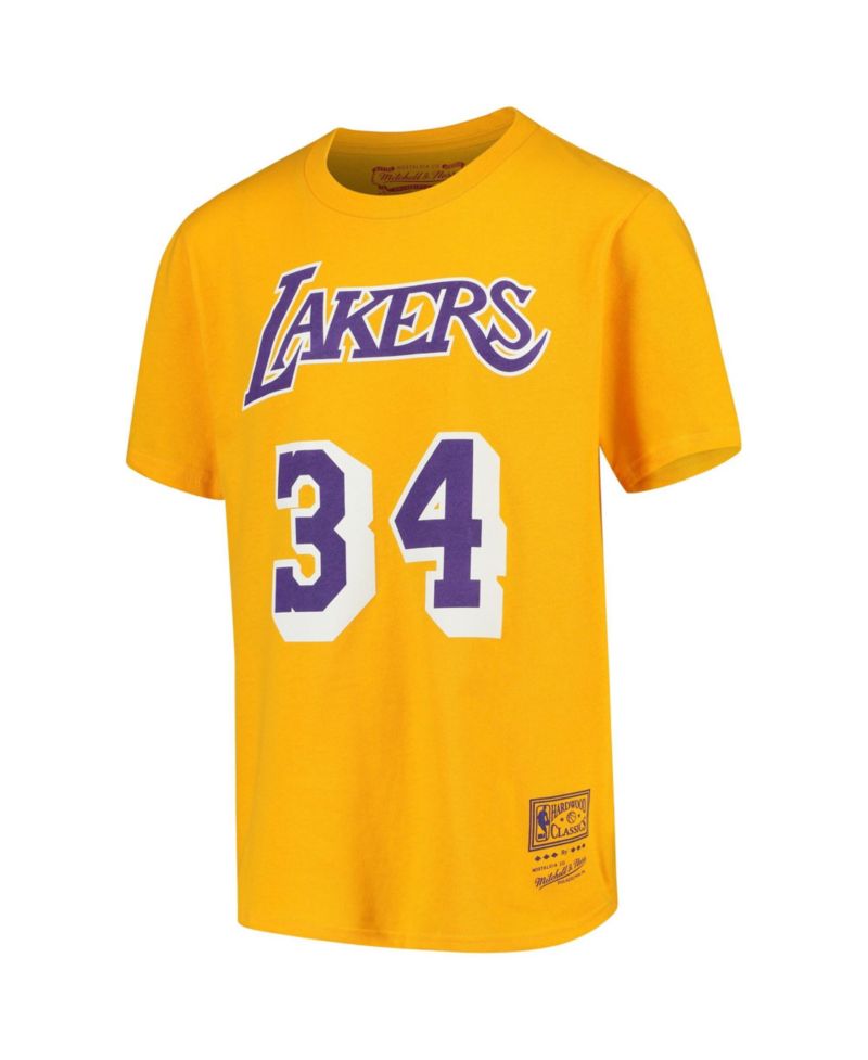 Big Boys and Girls Shaquille O'Neal Gold Los Angeles Lakers Hardwood Classics Name & Number T-Shirt