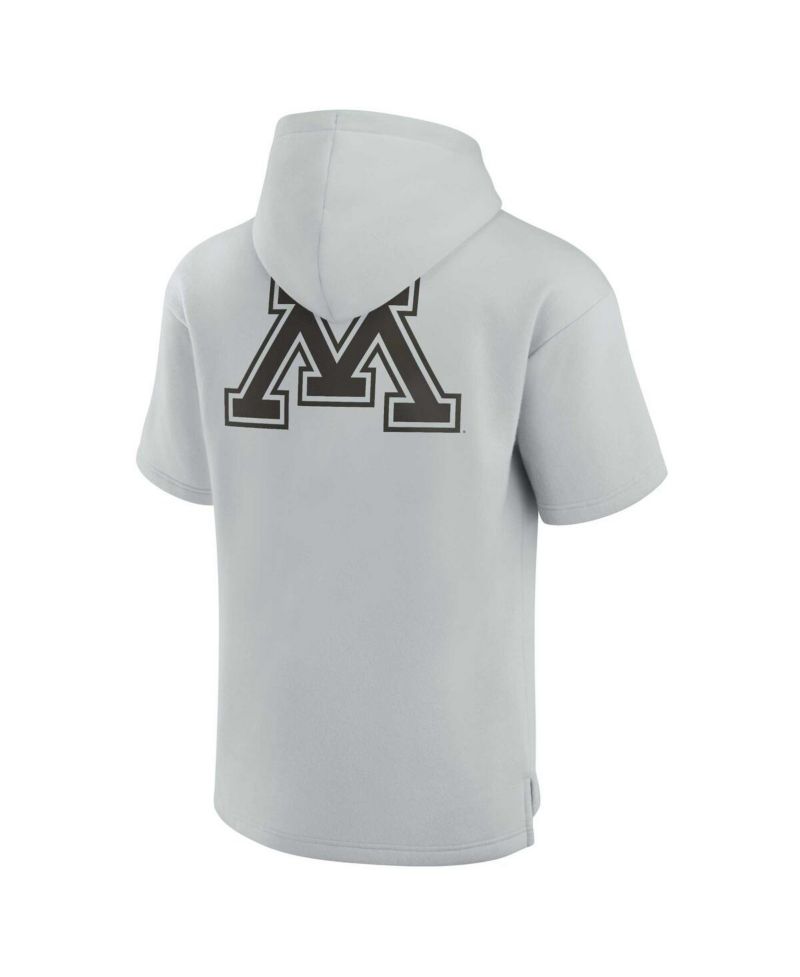 Men's and Women's Gray Minnesota Golden Gophers Super Soft Fleece Short Sleeve Pullover Hoodie