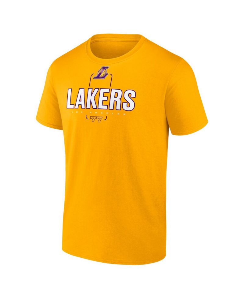 Men's Luka Doncic Gold Los Angeles Lakers Behind the Back Name & Number T-Shirt