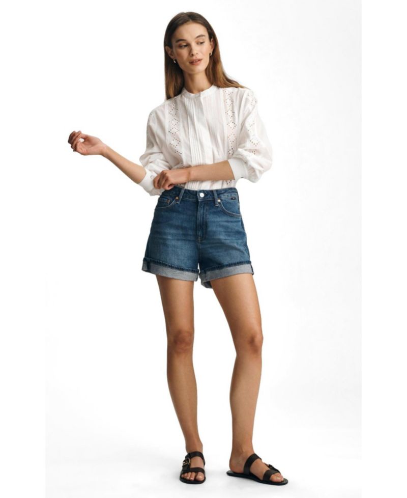 Women's Heidi High-Waisted Cuffed Denim Shorts, 3.5" Inseam