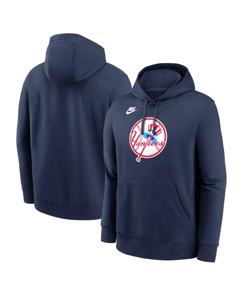 Men's Navy New York Yankees Cooperstown Collection Logo Club Pullover Hoodie