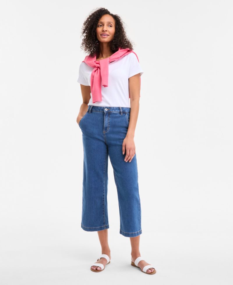 Petite High-Rise Wide-Leg Crop Jeans