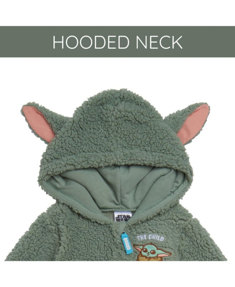 Baby Boys The Mandalorian Grogu Cozy Sherpa Zip Up Cosplay Coverall