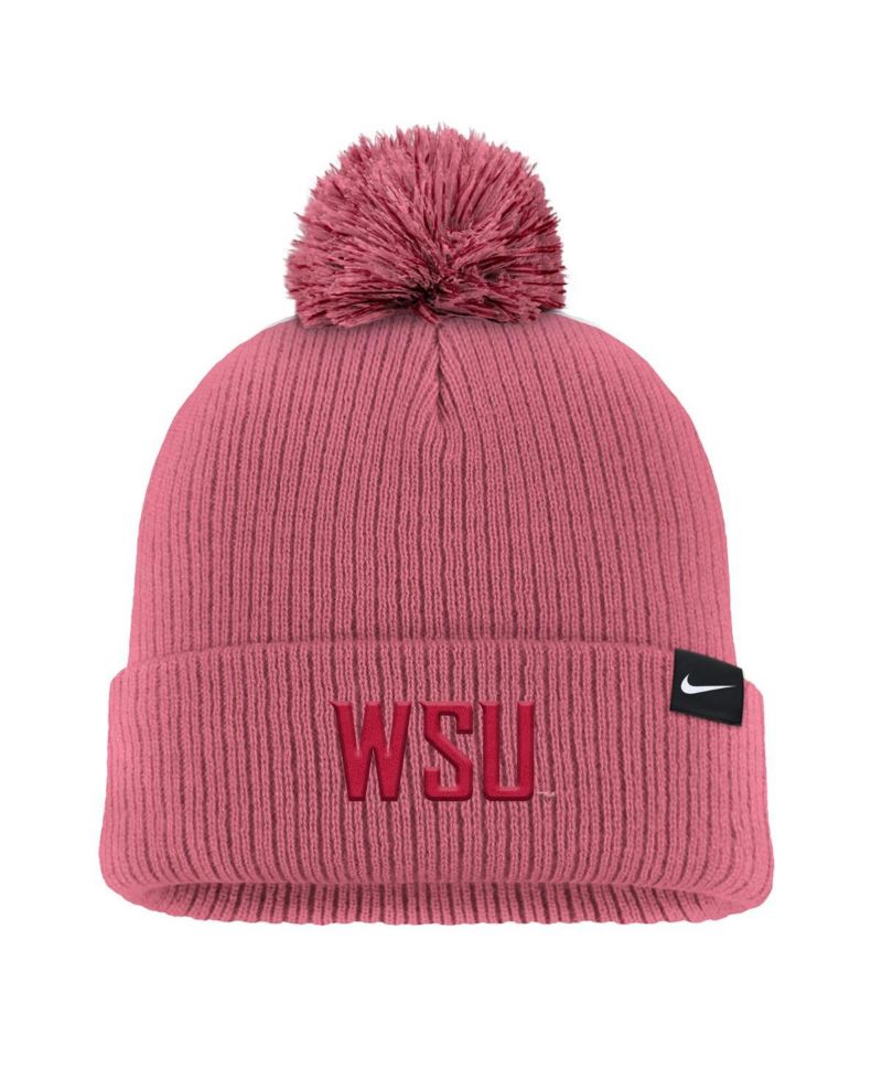 Men's Pink Washington State Cougars Tonal Peak Cuffed Knit Hat with Pom