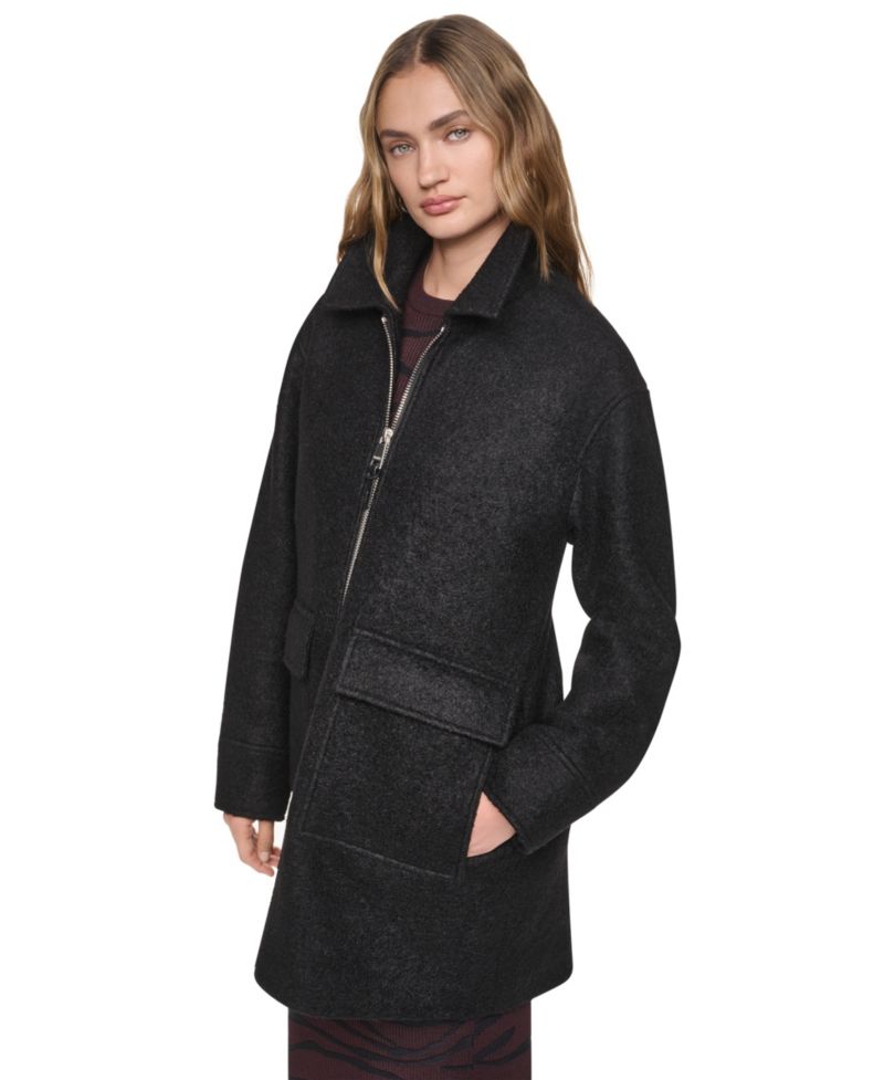 Women's Tailored Herringbone Wool-Blend Coat