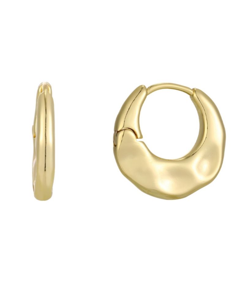 Gold Hammered Purse Hoop Earrings