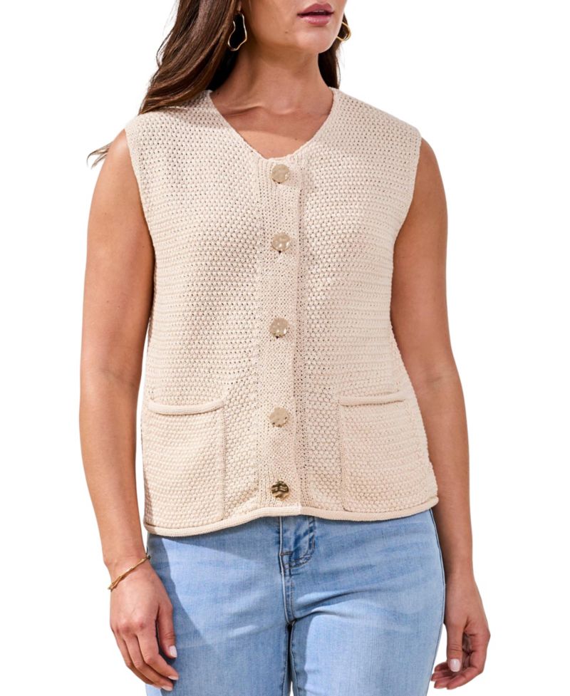 Women's Sleeveless Crew Neck Sweater Vest