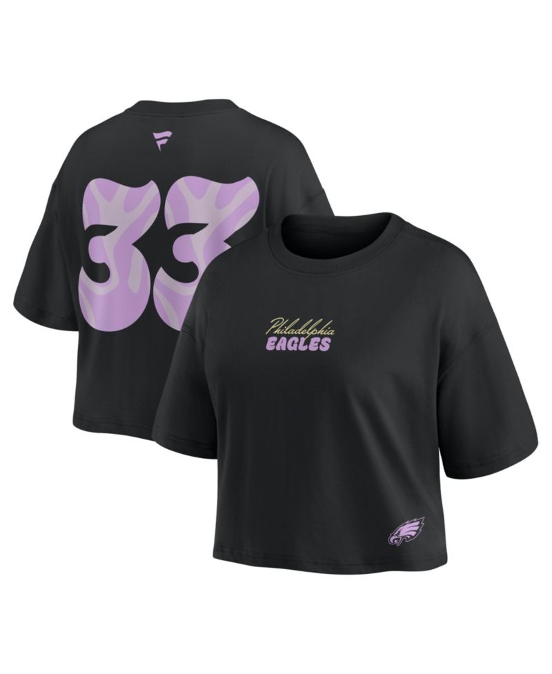 Women's Philadelphia Eagles Cooper DeJean Cropped Puff-Print T-Shirt