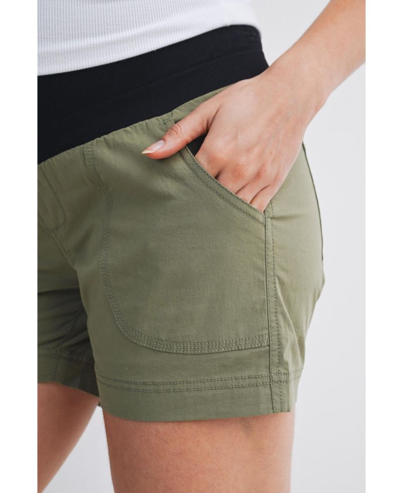 Women's Maternity Over-the-Belly Pull-On Shorts with Pockets