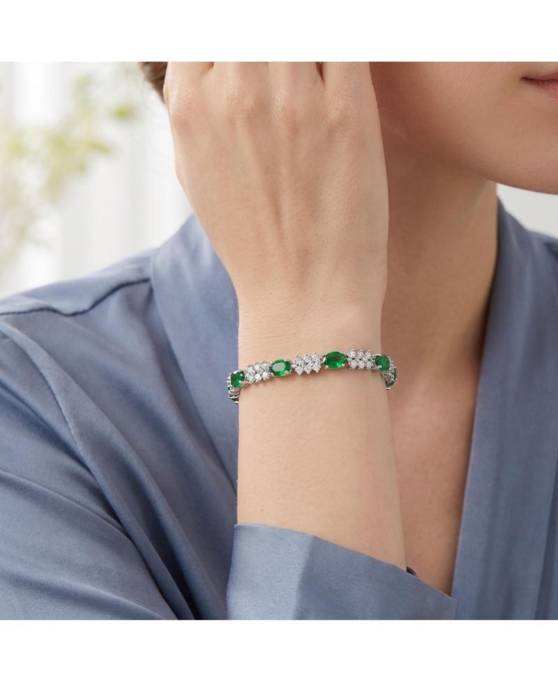 Sterling Silver Colored Cubic Zirconia Tennis Bracelet