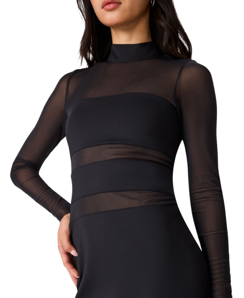 Blaze Long-Sleeve Mesh Bodycon Midi Dress