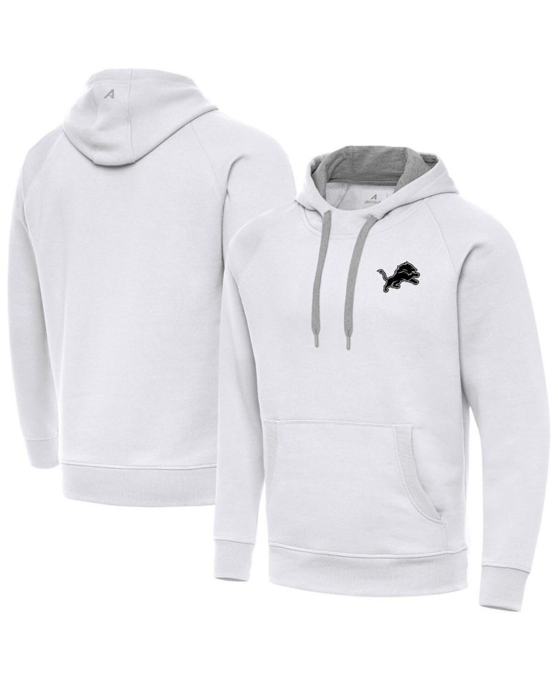 Men's White Detroit Lions Brushed Carbon Victory Pullover Hoodie