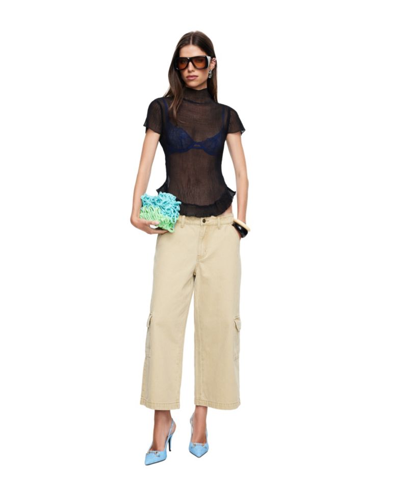 Women's Sweetness Tee Sheer Ruffle-Hem T-Shirt