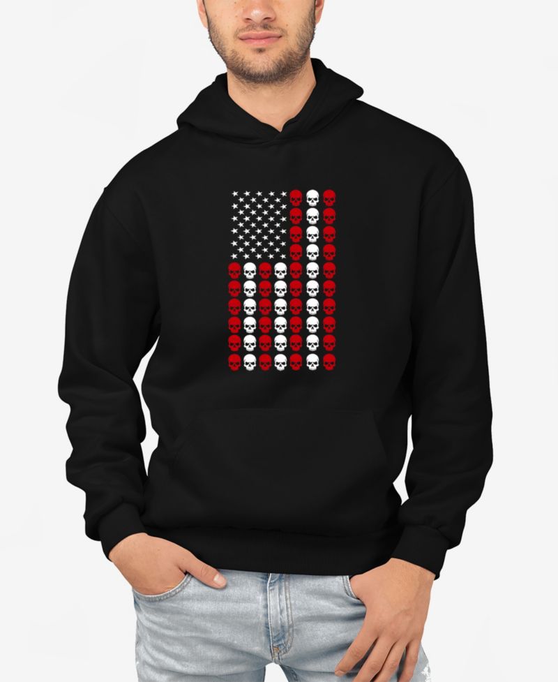 Men's Skull Flag Word Art Hooded Sweatshirt