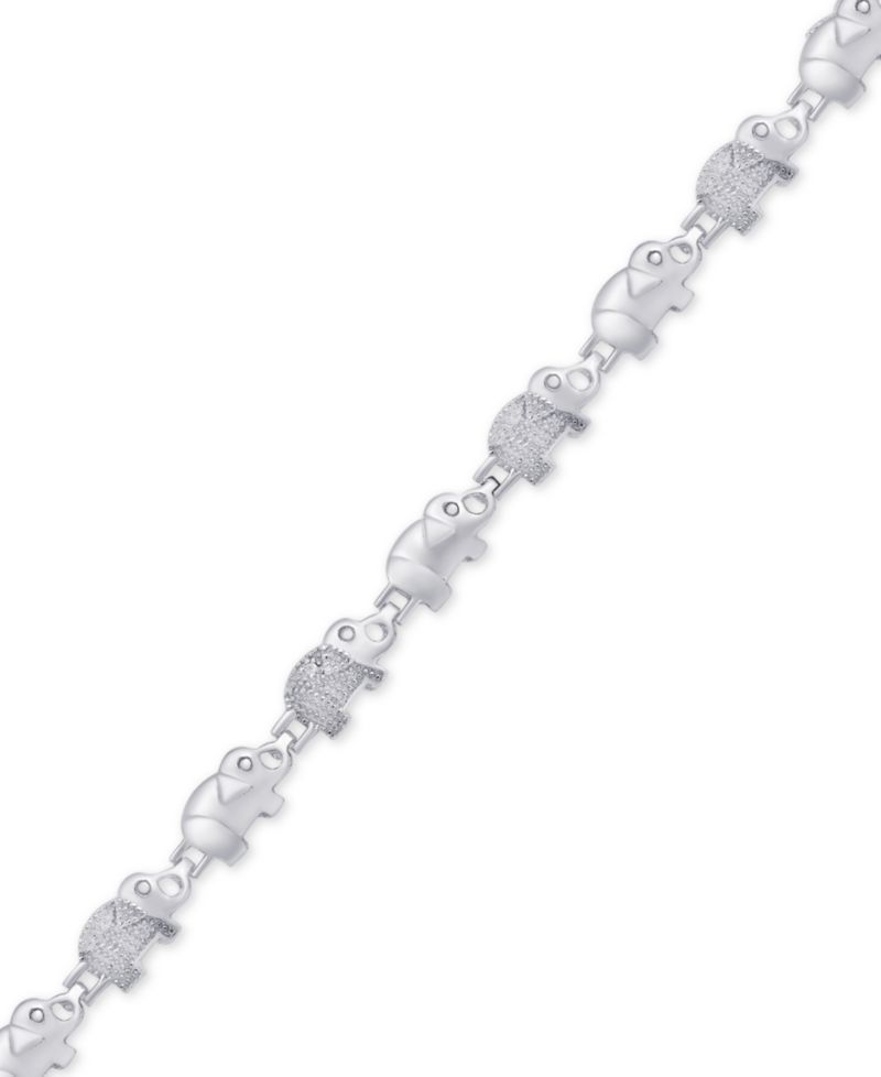 Diamond Accent Elephant Bracelet in Silver-Plate
