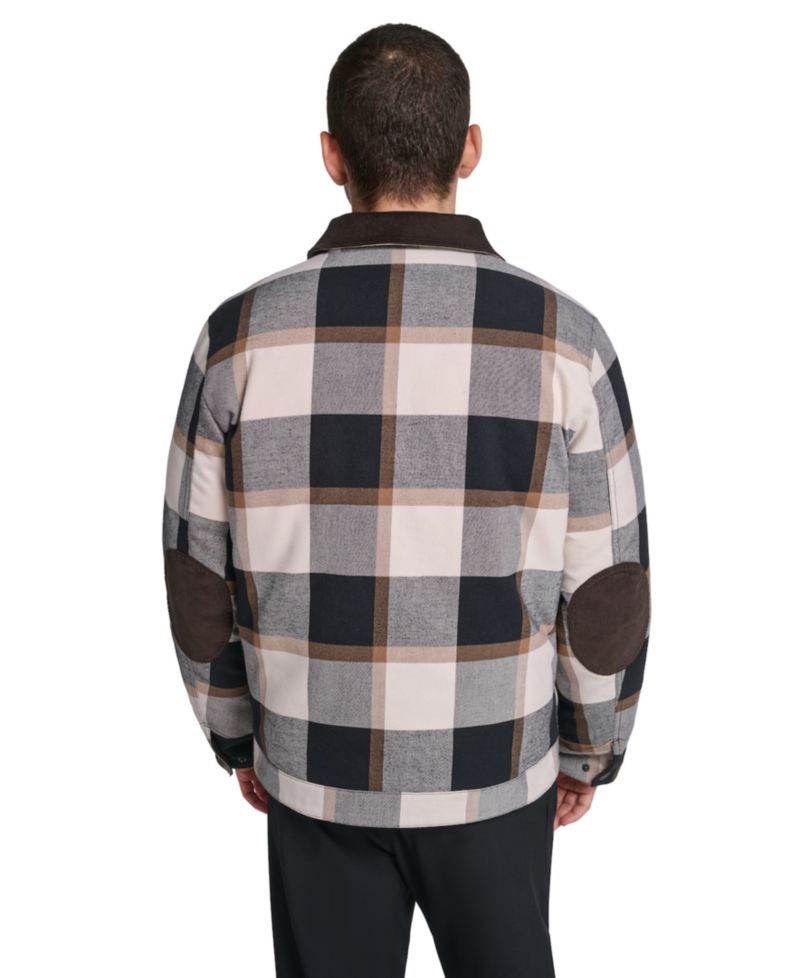 Men's Plaid Cord Details Shirt Jacket