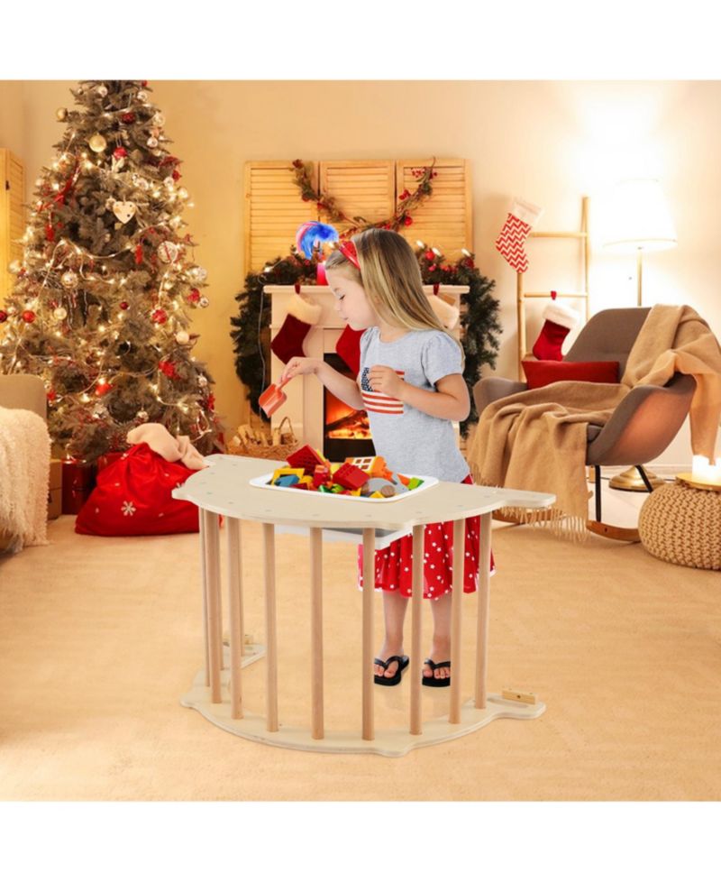 8-in-1 Wooden Climbing Arch Sensory Table and Collapsible Storage Bin, 2-Piece Set