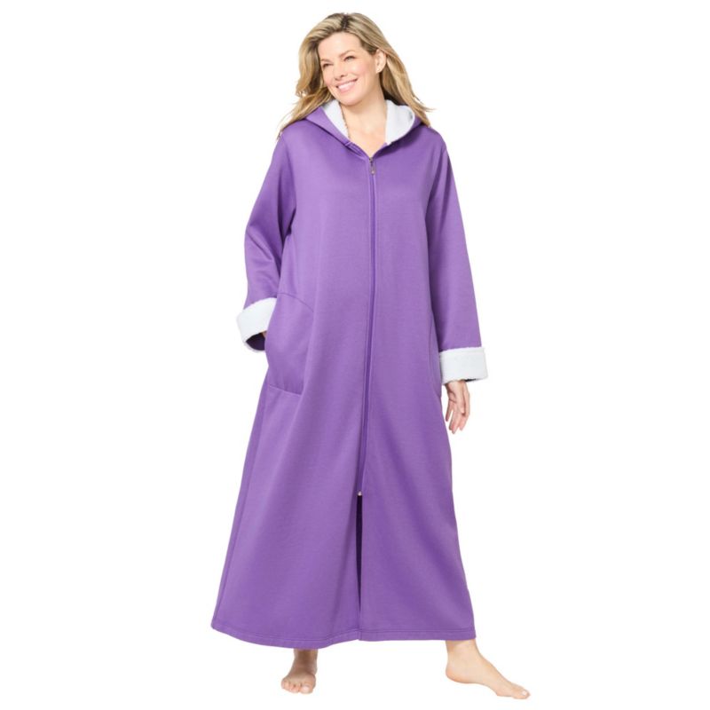 Women's Dreams and Co. Sherpa-Lined Long Hooded Robe