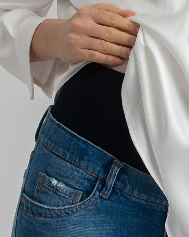 Maternity High-Waisted Elastic Band & Straight-Leg Jeans