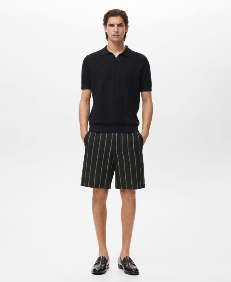 Men's Striped Linen-Blend 8.5" Bermuda Shorts