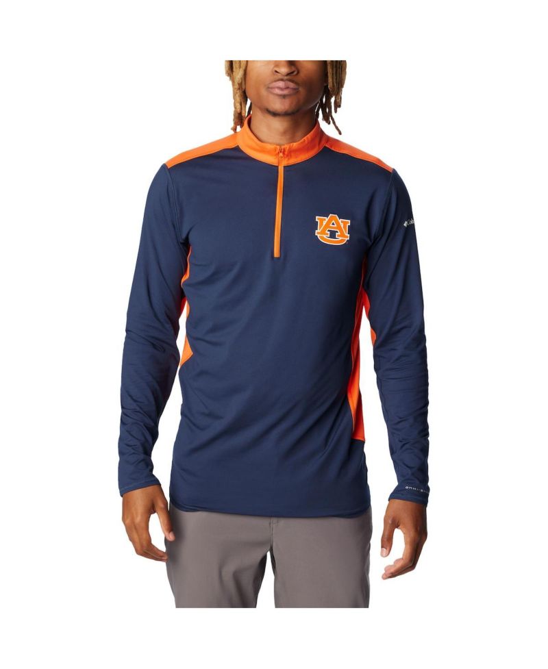 Men's Navy Auburn Tigers Tech Trail Omni-Shade Quarter-Zip Top